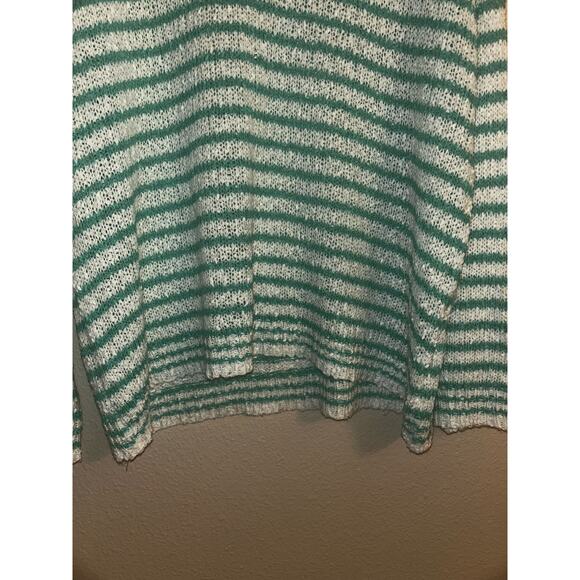 Staccato  Nautical Preppy Academia Green & White  Striped  Lite Summer  Sweater - Picture 4 of 7